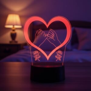 Lampe 3D cœur avec amour LED pour décoration romantique et ambiance lumineuse