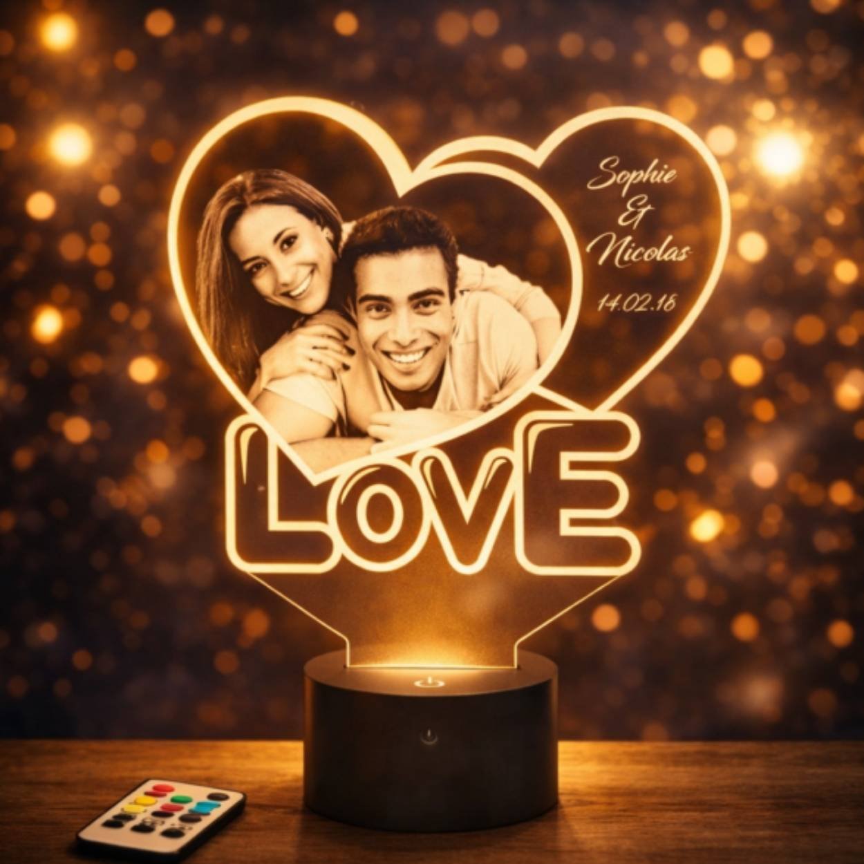 lampe 3d cœurs love 3 personnalisée lampe 3d cœurs love 3 personnalisée