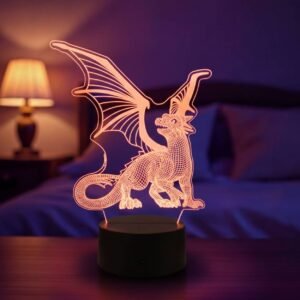 Lampe 3D dragon LED pour décoration fantastique et ambiance lumineuse