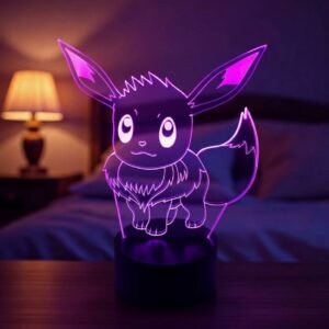 Lampe 3D Évoli Pokémon LED pour décoration et ambiance lumineuse anime