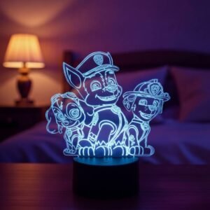 Lampe 3D La Pat’ Patrouille LED pour décoration enfant et ambiance lumineuse