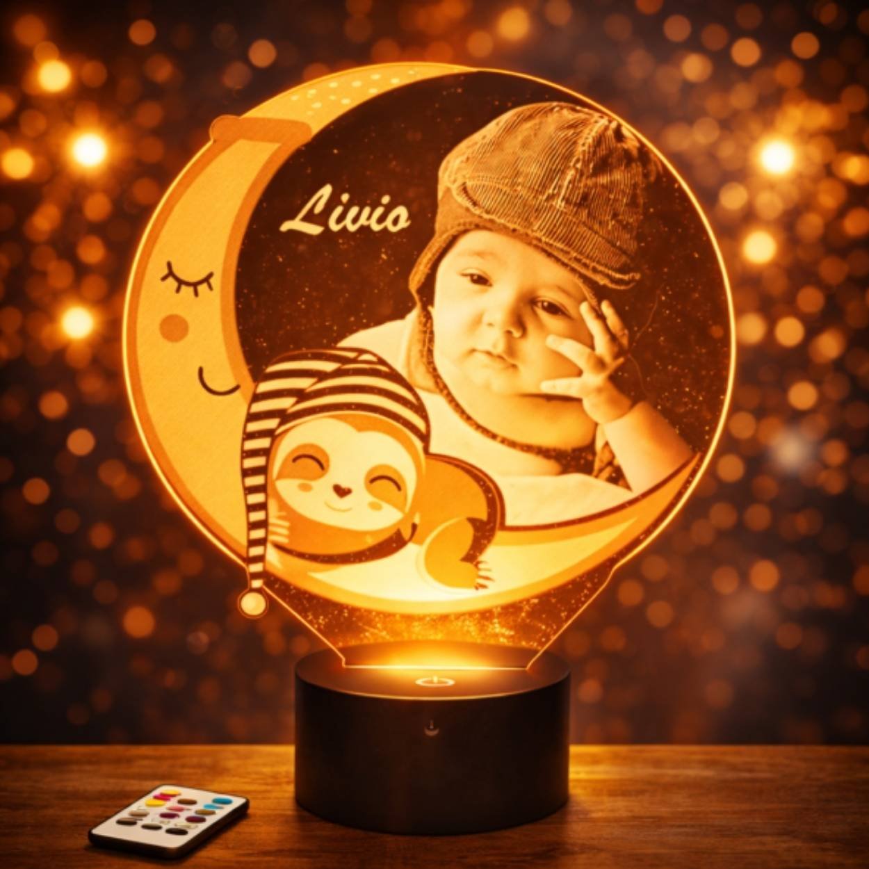 lampe 3d lune paresseux personnalisée Lampe 3D lune avec paresseux personnalisée pour décoration et ambiance lumineuse