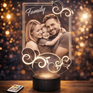 Lampe 3D rectangle avec ornements personnalisée pour décoration et ambiance lumineuse