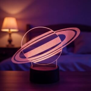 Lampe 3D Saturne LED pour décoration espace et ambiance lumineuse