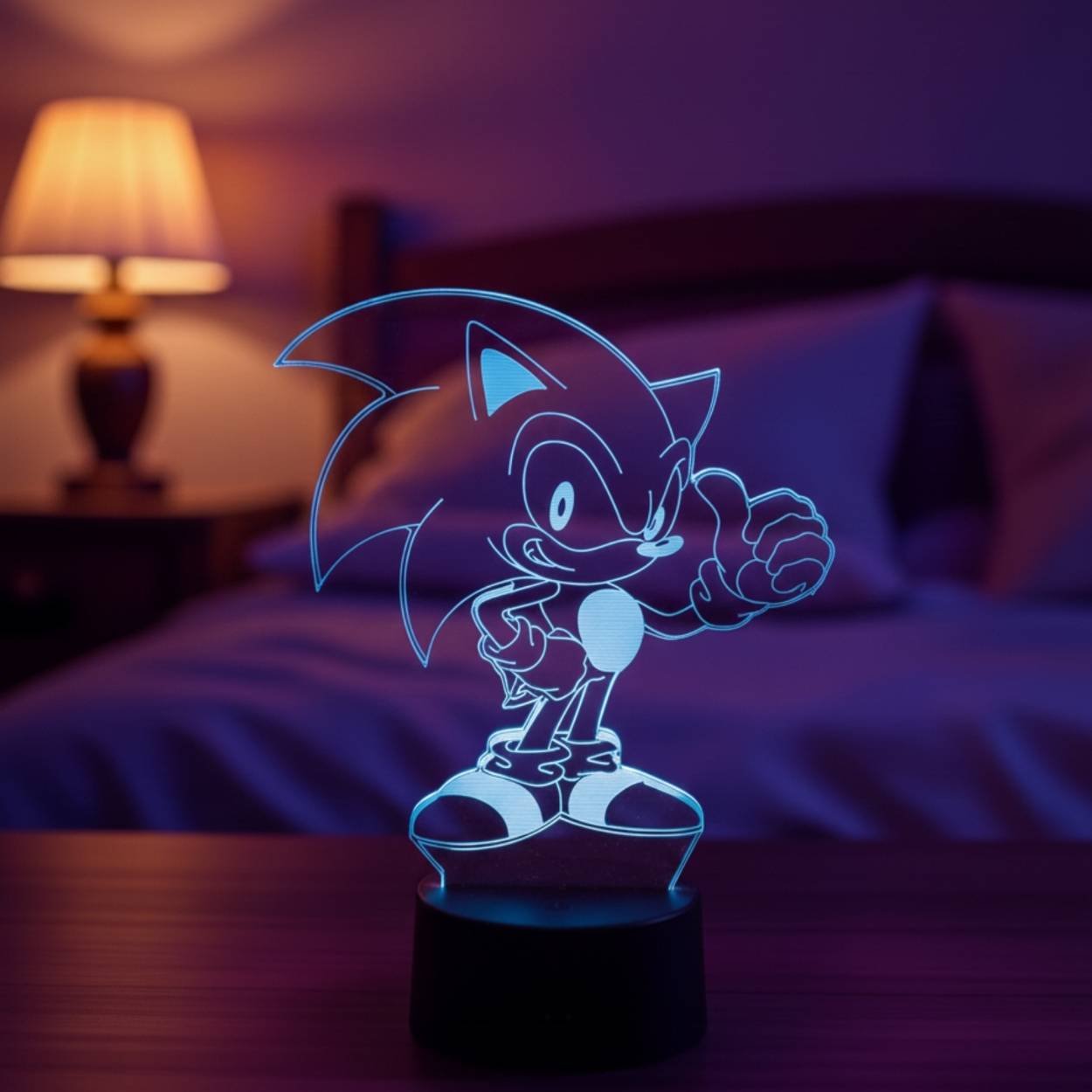 lampe 3d sonic led – lampe d’ambiance & dÉco gaming Lampe 3D Sonic LED pour décoration gaming et ambiance lumineuse